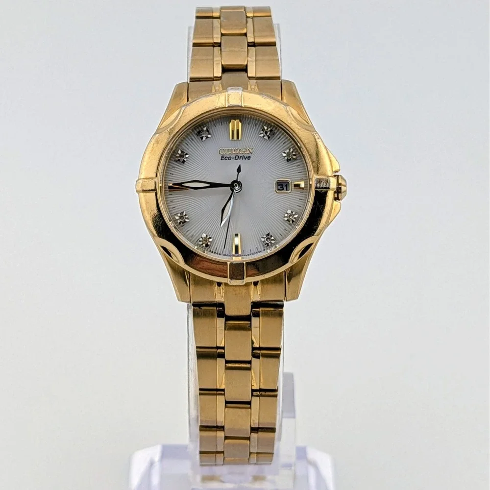 Citizen Silhouette Sport Eco-Drive Diamond Gold-Tone Watch E013-S090300 7.25